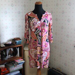 Banana Republic Factory Pink Paisley Dress, Petite Small